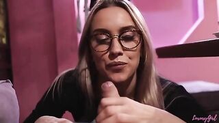 The cute girl made a blowjob for her friend in the restaurant, right in the dining room!