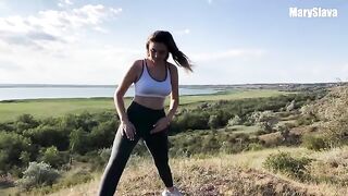 Trained outdoors with a sporty girl, getting intimate