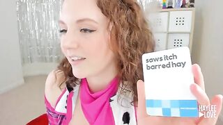 The cute girl in a cow suit shakes her ass on the webcam and plays with toys