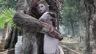 Dark Elf gets her pussy railed by a huge Troll cock