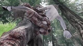 Dark Elf gets her pussy railed by a huge Troll cock