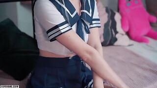 Young and cute schoolgirl Eva Elfie gets fucked hard and cum on her face