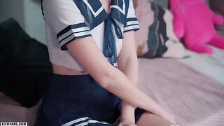 Young and cute schoolgirl Eva Elfie gets fucked hard and cum on her face