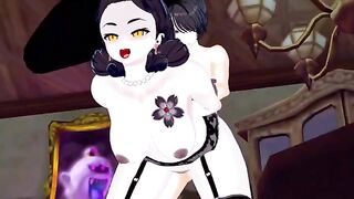 The tall vampire lady fucked doggy style and received a cumshot on her face