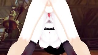 The tall vampire lady fucked doggy style and received a cumshot on her face