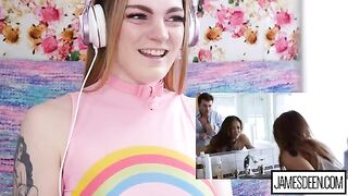 Carly Rae Summers reacts to intense James Deen and Sara Luvv scene