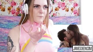 Carly Rae Summers reacts to intense James Deen and Sara Luvv scene