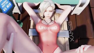 Overwatch's Mercy gets a blowjob in a steamy missionary position scene