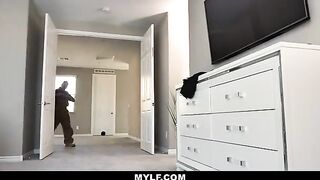 A horny babysitter, Joslyn James, gets fucked by her boss in a steamy encounter