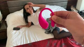 The guy controls her orgasm using the Lovense Lush toy in a steamy session