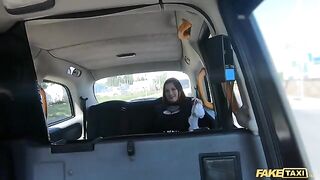 Fake taxi ride with Sabien Demonia in fishnets ends with rough sex
