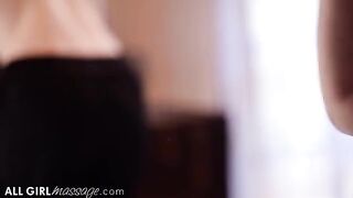 A masseuse, Evelyn Claire, helps her client, Lena Paul, with some intimate relief