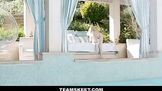 Petite yoga babe Lola Fae gets banged by the pool