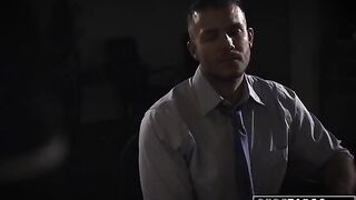 Babe Evelyn Claire fucks with a shady reporter in the office