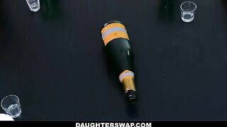 Cielo West and Kourtney Rae spin the bottle, fucking their stepdads in a steamy swap