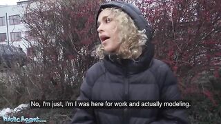 Public Agent picks up curly-haired Spanish babe for cash