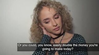 Public Agent picks up curly-haired Spanish babe for cash
