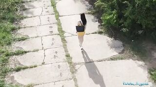 A pervert guy spied on a hot babe taking a piss with his drone and fucked her