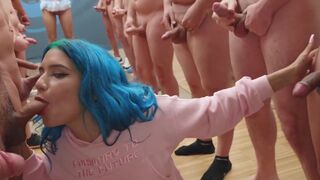 Babe Min Galilea swallows 64 huge cumshots in mouthful bukkake