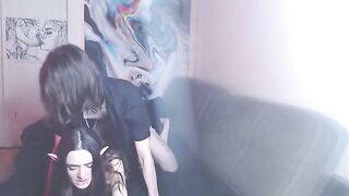 Babe passionately fucked on the couch in a cyberpunk scene