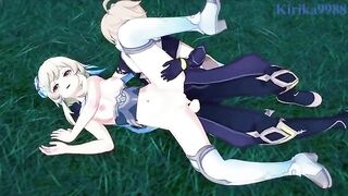Aether fucks Futa Lumine in the meadow at night - Genshin Impact Hentai
