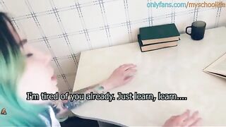 A girl called the teacher to check her bag, but she was in a mood for sex