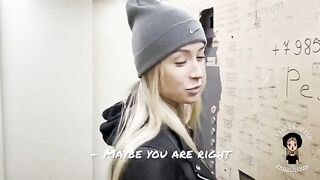 A blonde gets her husband to watch as she sucks her neighbor's cock