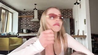 A pretty woman with glasses gets fucked and cum on her face