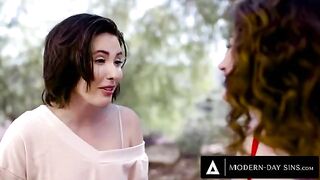 Casey Calvert and Arabelle Raphael share boyfriend's cock in threesome
