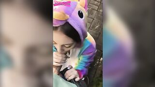Babe ran away after getting fucked outdoors in a steamy prank