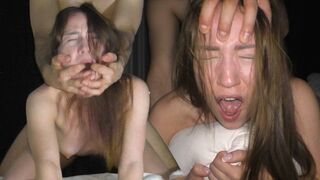 Small college girl gets fucked hard by a huge dick in rough action