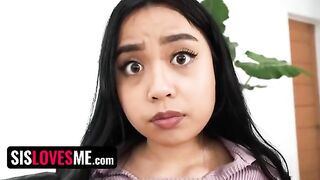 The lucky stepbrother fucks huge boobs of his stepsister Luna Mills to keep her secret