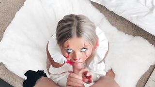 A little crazy bitch got my cock sucked before the Halloween party
