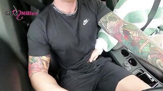 My slutty wife deepthroats my cock while driving
