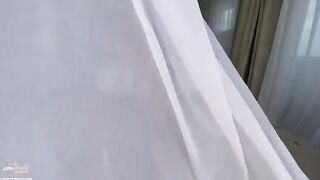 An amateur couple has sex on vacation with creampie and tit action