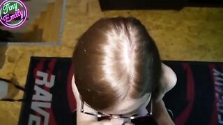 The greedy and perverted student Tiny Emily gets her glasses full of cum
