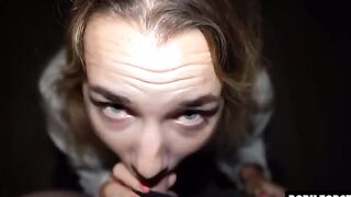 Cute girl swallows the big dick on the public playground