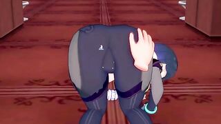 A beautiful babe fucked in doggy style by Yelan from Genshin Impact