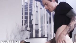 Tattooed goth Charlotte Sartre gets her ass gapped and stuffed with cum