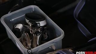 Two extra-hot busty beauties getting their asses eaten and fucked hard in a rough DP session