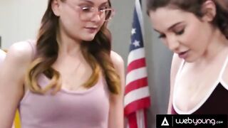 Lily Lou and her besties experiment with masturbation and lesbian sex in detention