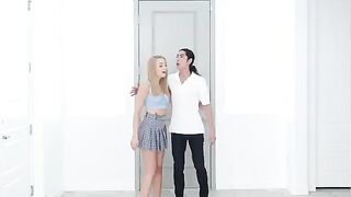 Skinny blonde Madison Summers gets fucked in the kitchen in a passionate scene