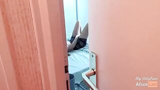 I observe my half-sister while she masturbates and I offered her my cock