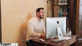 Nancy has anal sex with her nice-looking colleague in HD