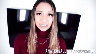 Petite brunette babe Kimora Quin loves the feeling of a cock down her throat