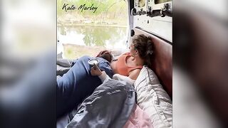 A lovely woman, inspired by nature, pleasures herself with a vibrator