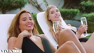 A young guy is having fun with three girls in a steamy foursome
