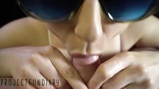 The guy played with the foreskin of his girlfriend and finished in it