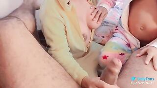 A hot trio with a pregnant woman of 6 months who loves to eat cock