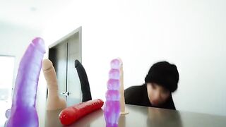I got fucked in my ass and pussy with the neighbor's dildo until I squirted